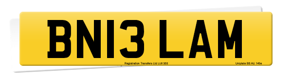 Registration number BN13 LAM